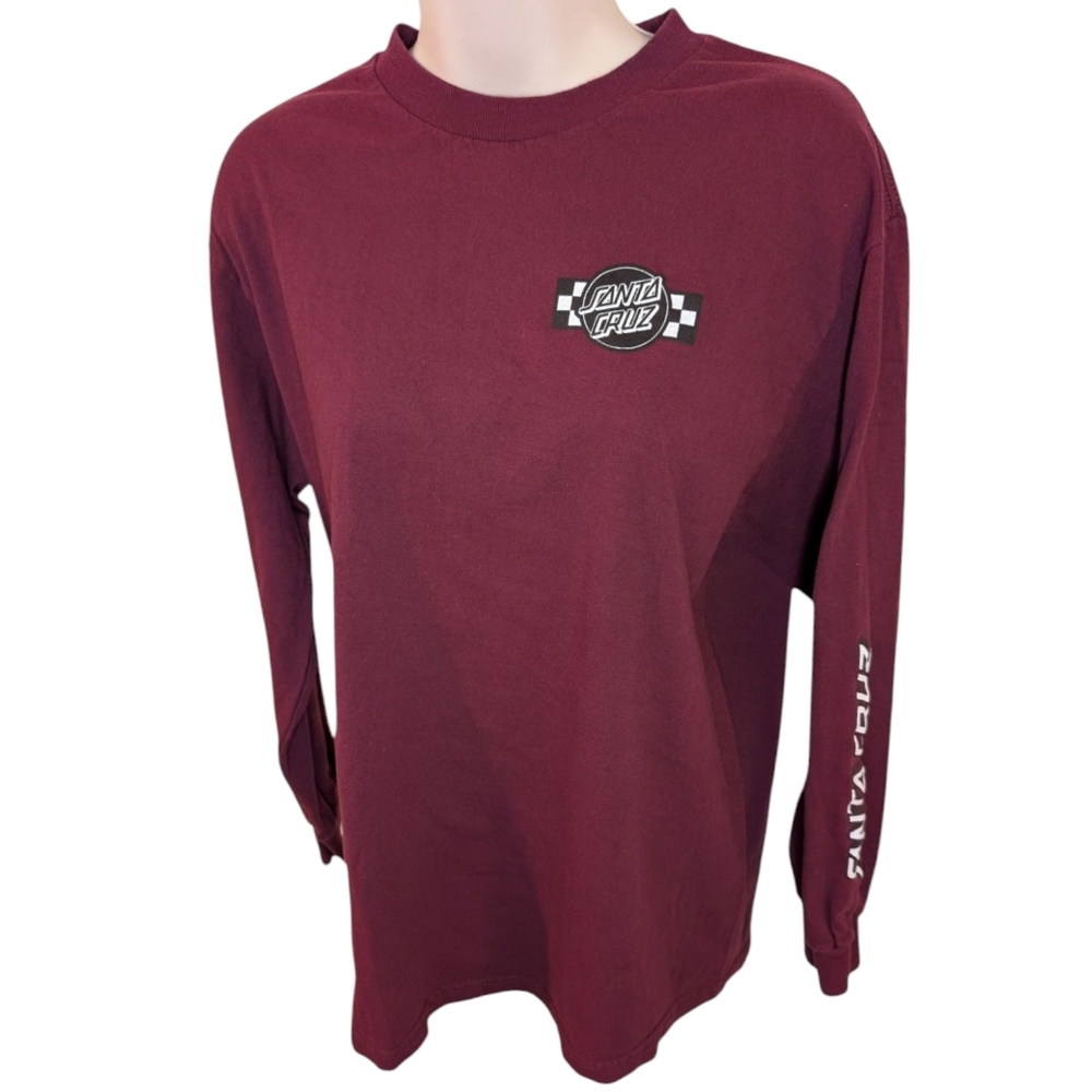 Santa Cruz Skateboards Men's Maroon Long Sleeve Shirt Back Print